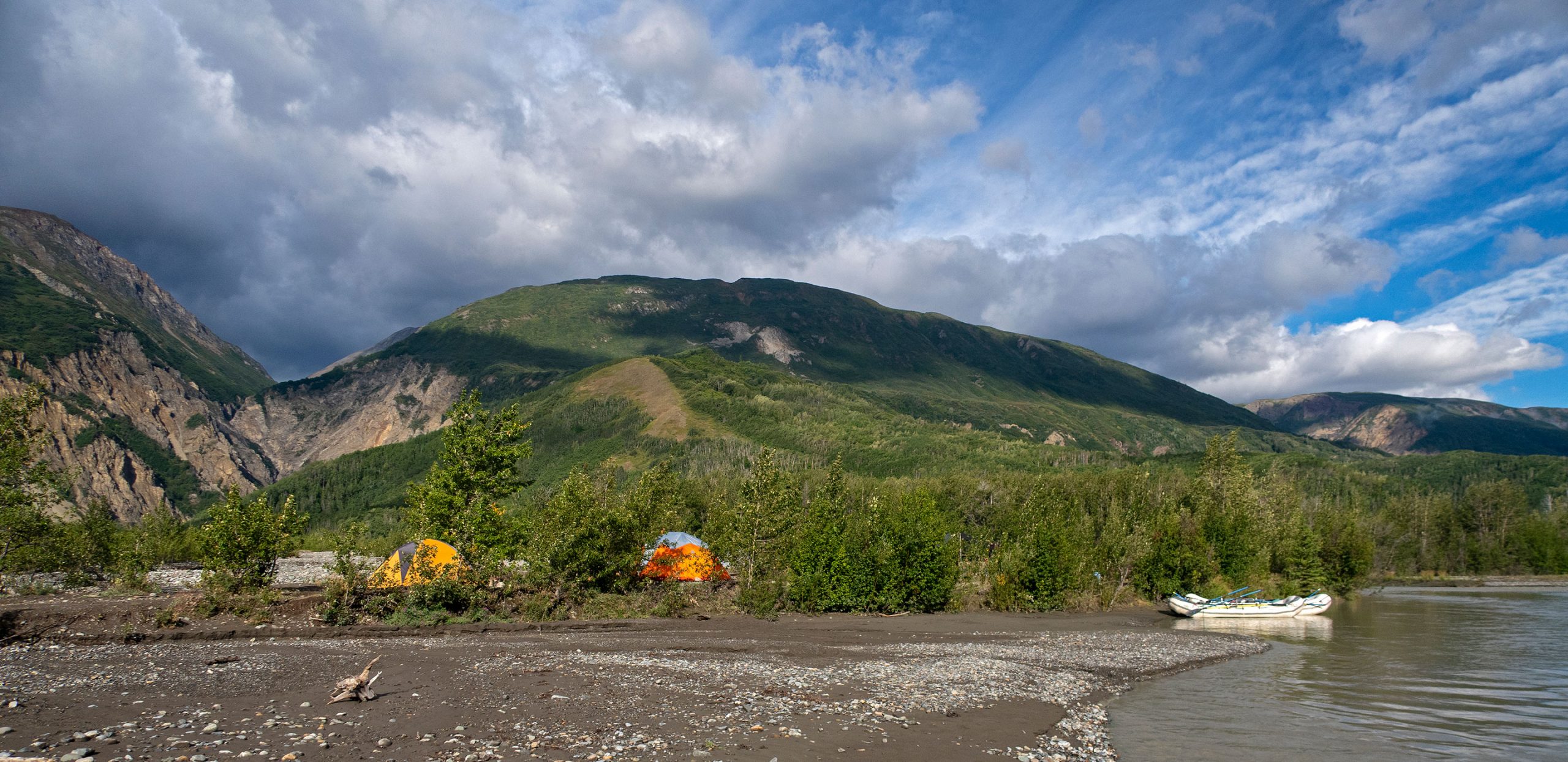Tatshenshini River Rafting Alaska - Sediments Creek Camp. Photo: Pete Wallstrom